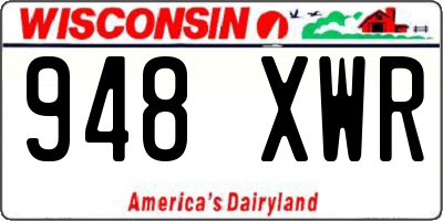 WI license plate 948XWR