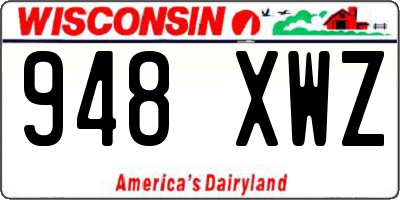 WI license plate 948XWZ