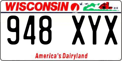 WI license plate 948XYX