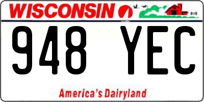 WI license plate 948YEC