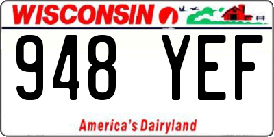 WI license plate 948YEF