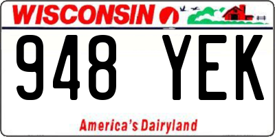 WI license plate 948YEK