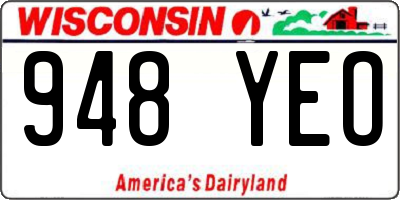 WI license plate 948YEO