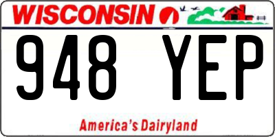 WI license plate 948YEP