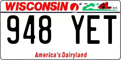 WI license plate 948YET