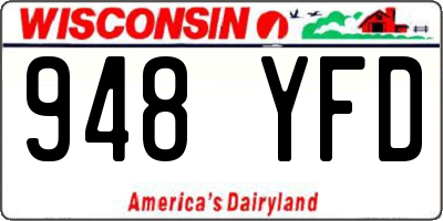 WI license plate 948YFD