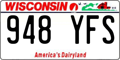 WI license plate 948YFS