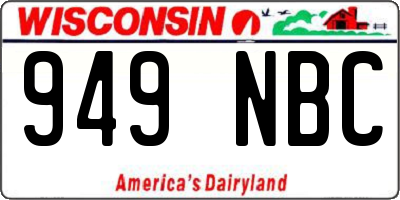 WI license plate 949NBC