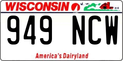 WI license plate 949NCW