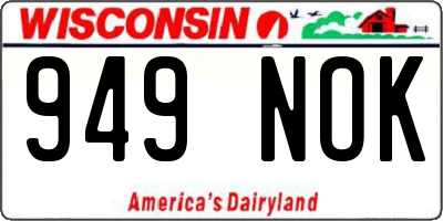 WI license plate 949NOK