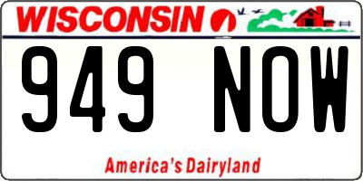 WI license plate 949NOW