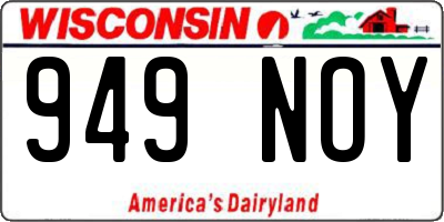 WI license plate 949NOY