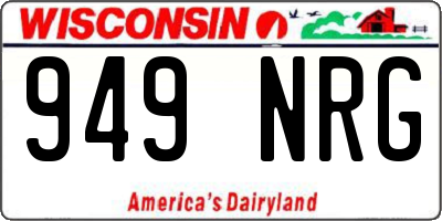 WI license plate 949NRG
