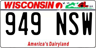 WI license plate 949NSW