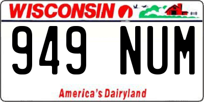 WI license plate 949NUM