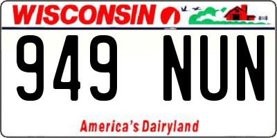 WI license plate 949NUN