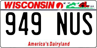 WI license plate 949NUS