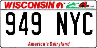 WI license plate 949NYC