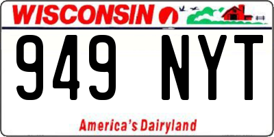 WI license plate 949NYT