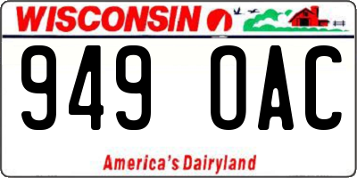 WI license plate 949OAC