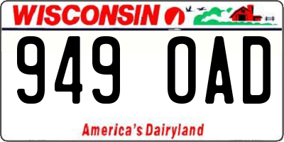 WI license plate 949OAD