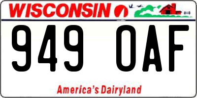 WI license plate 949OAF