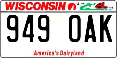 WI license plate 949OAK