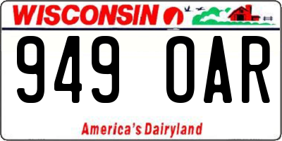 WI license plate 949OAR