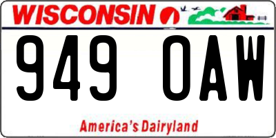 WI license plate 949OAW