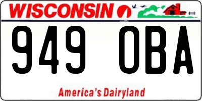 WI license plate 949OBA