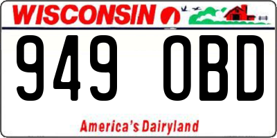 WI license plate 949OBD