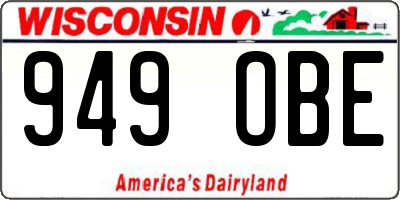 WI license plate 949OBE