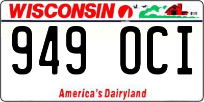 WI license plate 949OCI