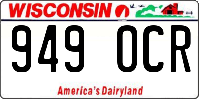 WI license plate 949OCR