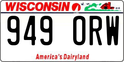 WI license plate 949ORW