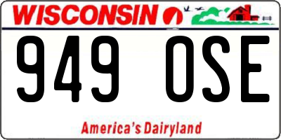 WI license plate 949OSE