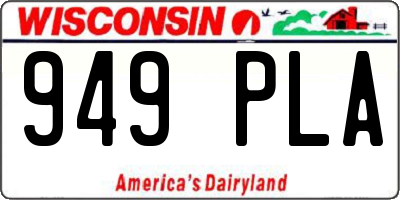 WI license plate 949PLA