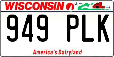 WI license plate 949PLK