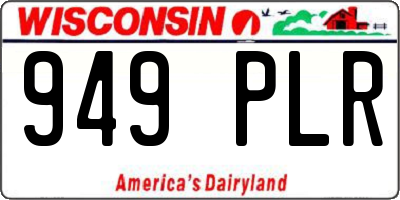 WI license plate 949PLR