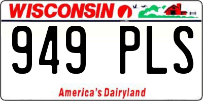 WI license plate 949PLS