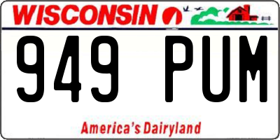 WI license plate 949PUM