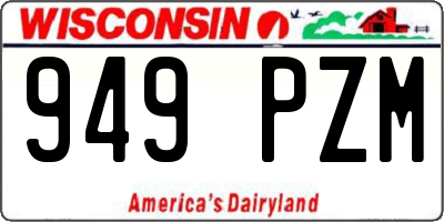 WI license plate 949PZM