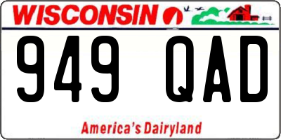 WI license plate 949QAD