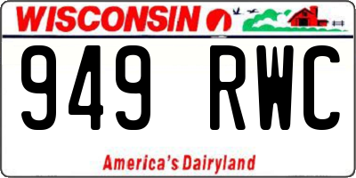 WI license plate 949RWC