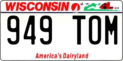 WI license plate 949TOM