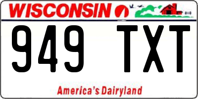 WI license plate 949TXT