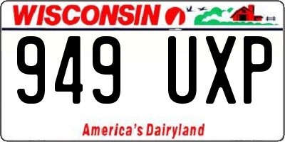 WI license plate 949UXP