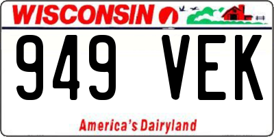 WI license plate 949VEK