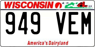 WI license plate 949VEM