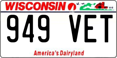 WI license plate 949VET